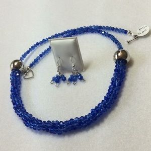 FINAL SALE PRICE Royal Blue Hand Woven Necklace & Earring Set